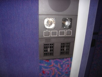 Air-con vents on the ceiling of a coach