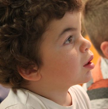 Pudding watching TV in the hospital playroom